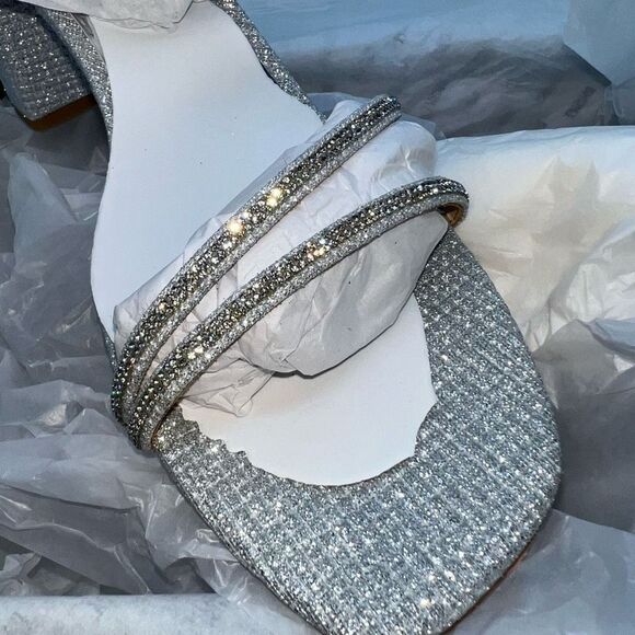 Badgley Mischka Collection Rebekah Block Heel Sandal in Silver - Picture 5 of 15